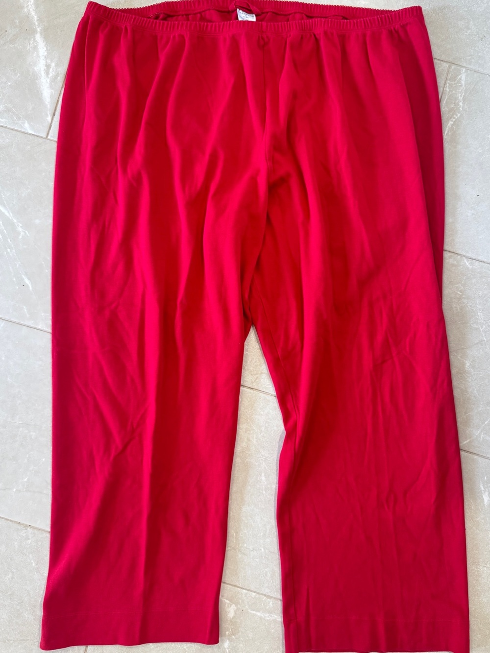 Lands' End Sport Womens Knit Pants 3X Red Soft Cotton Casual Wide Leg 24W/26W